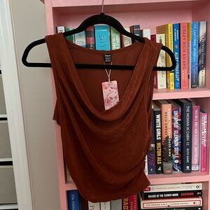 Cowl Draped Neck Sleeveless Top